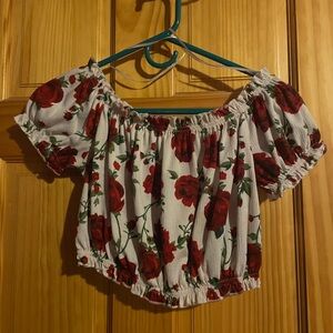 H&M crop top, white with flowers size medium